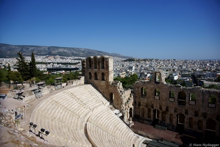 Acropolis: Odeum of Herodes Atticus & view of Athens